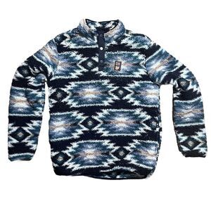 Home Free Aztec Design Pull Over Teddy Cozy OHIO Sweatshirt Sweater Size Medium